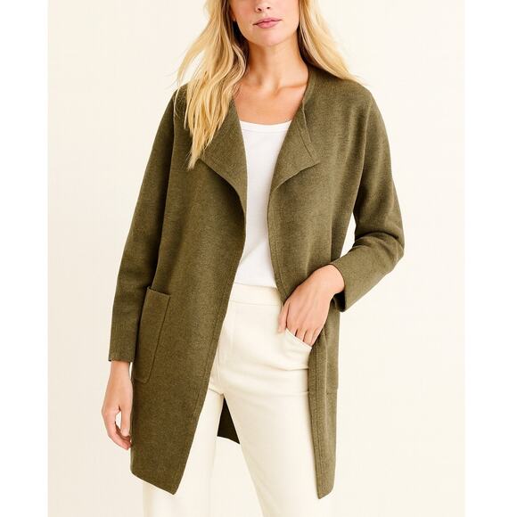 J Crew Juliette Collarless Sweater Blazer Olive Green - Picture 1 of 8